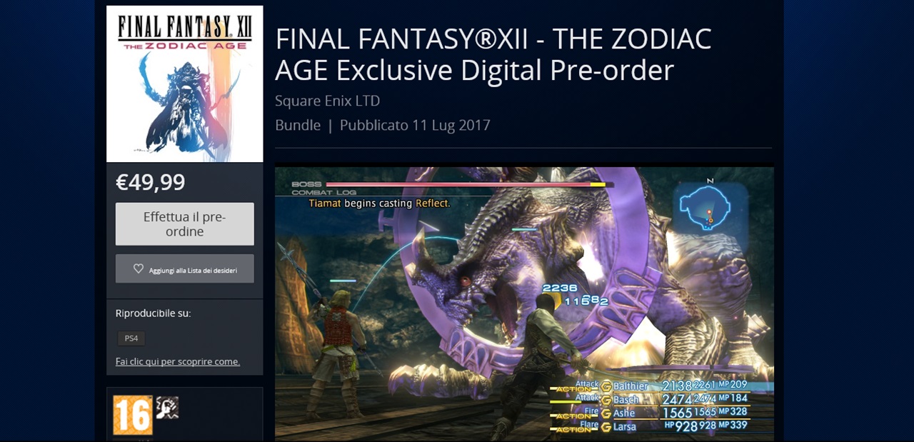 Aperti i preorder (con bonus) di Final Fantasy XII: The Zodiac Age!